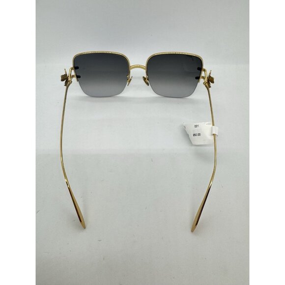 ALEXANDER MCQUEEN square women's sunglasses + hard case 57mm AM0371S Gold/Gray - Picture 7 of 13